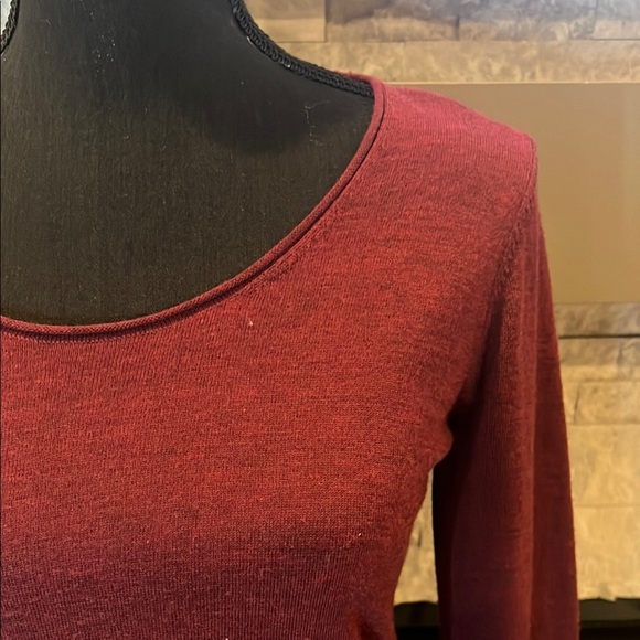 Eileen Fisher Merino Wool Burgundy Long Sleeve Dress size Small Petite - Picture 5 of 12
